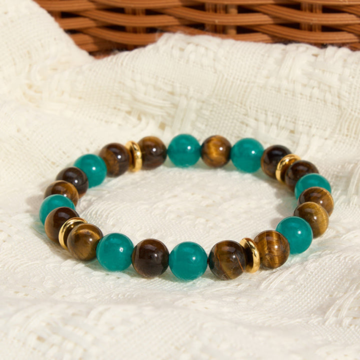 Buddha Stones Bracelet de force en perles d'amazonite œil de tigre - image 1