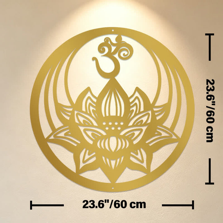 Buddha Stones Lotus doré OM, symbole significatif, art mural - Dimensions approximatives : 60 cm x 60 cm x 0,12 cm / 23,62 po x 23,62 po x 0,05 po - image 12