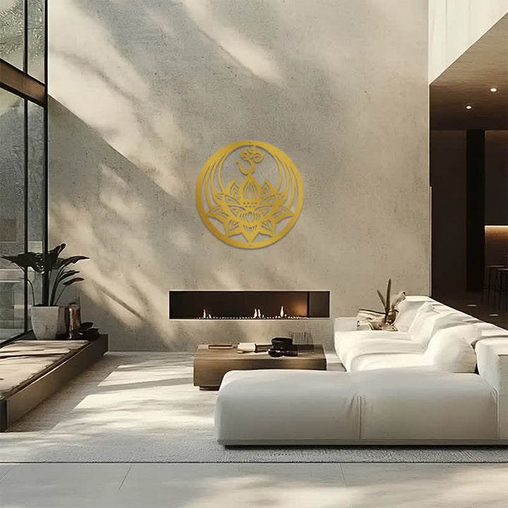 Buddha Stones Lotus doré OM, symbole significatif, art mural - image 13