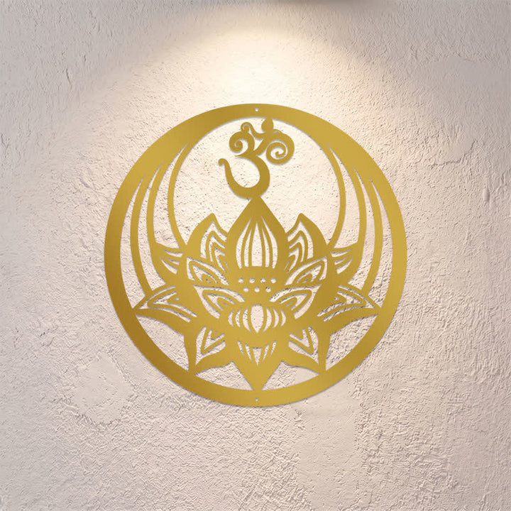 Buddha Stones Lotus doré OM, symbole significatif, art mural - image 0