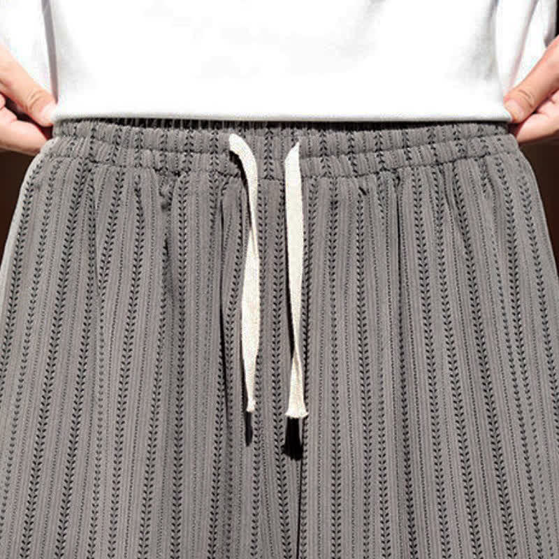 Buddha Stones Pantalon sarouel rayé court à cordon de serrage, style décontracté printemps-automne, en velours côtelé avec poches. - image 14