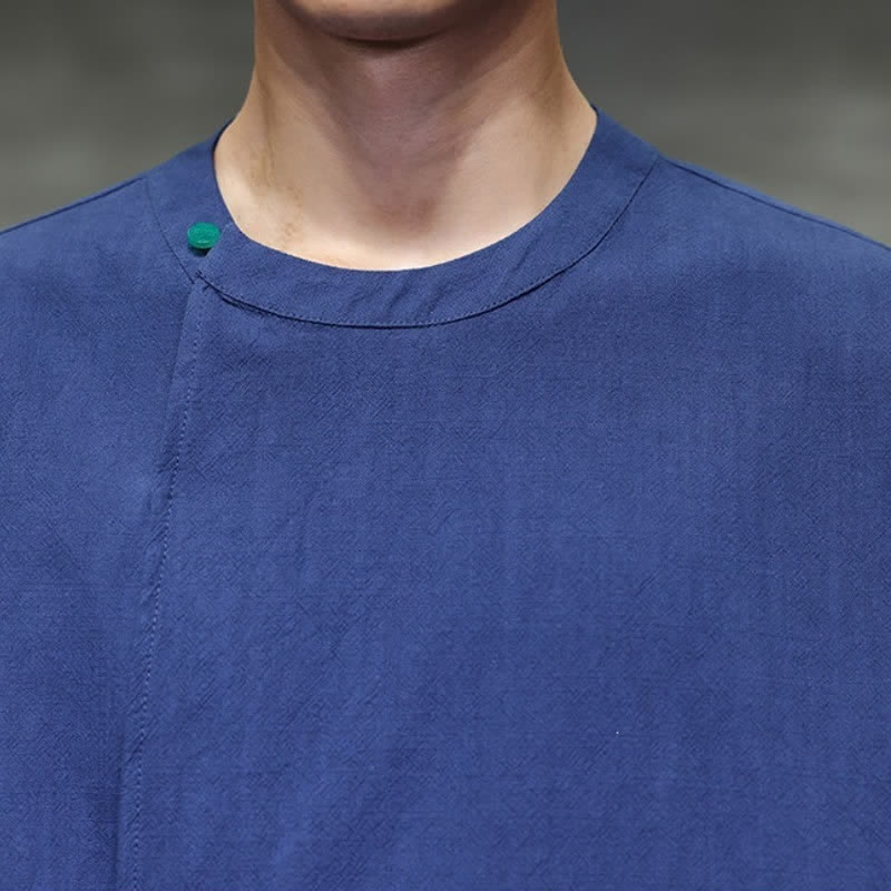 Buddha Stones Chemises à manches longues pour hommes, style Tang minimaliste, à lacets, unies, automne - image 7