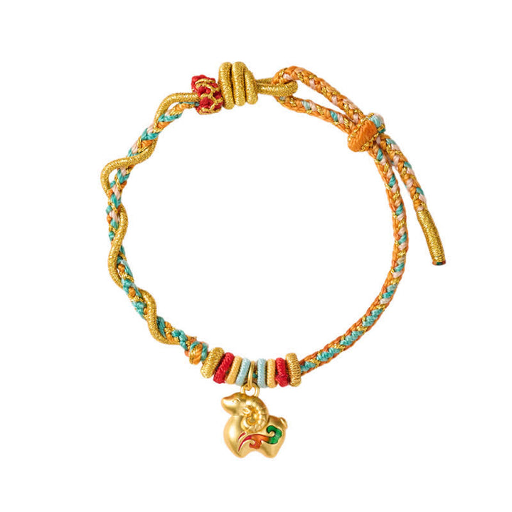 Buddha Stones Bracelet porte-bonheur tressé avec breloque mouton en cuivre coloré, année de la Chèvre - image 7