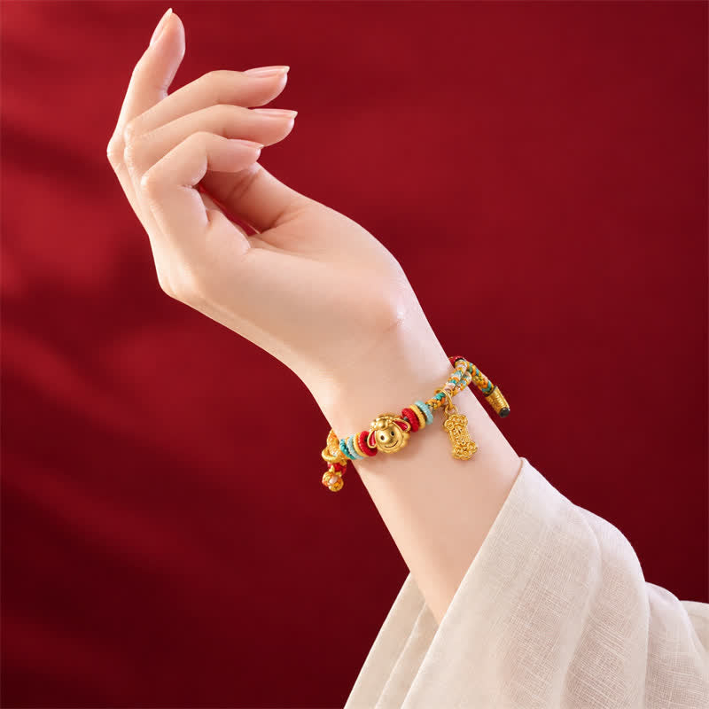 Buddha Stones Bracelet porte-bonheur tressé avec breloque mouton en cuivre coloré, année de la Chèvre - image 11