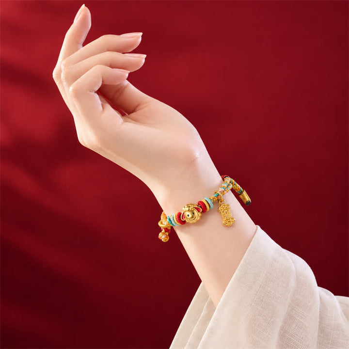 Buddha Stones Bracelet porte-bonheur tressé avec breloque mouton en cuivre coloré, année de la Chèvre - image 11