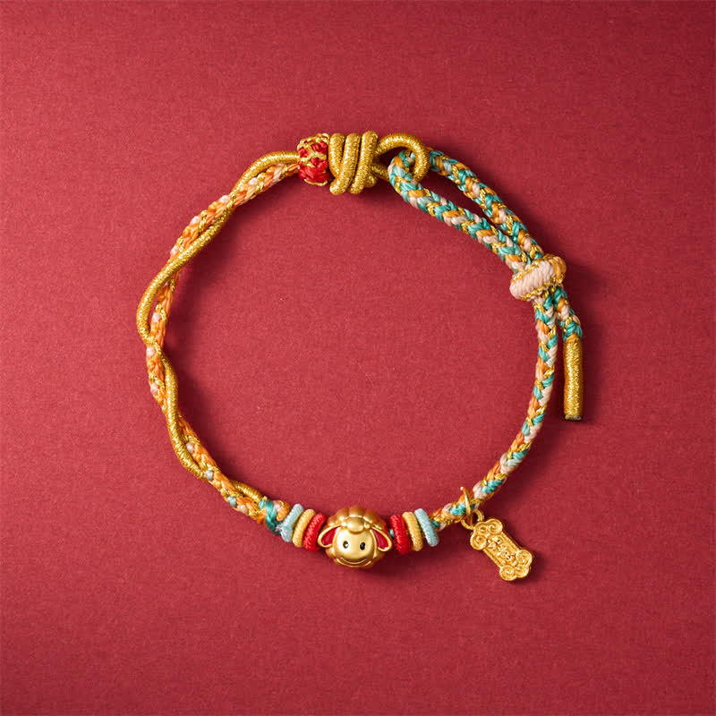 Buddha Stones Bracelet porte-bonheur tressé avec breloque mouton en cuivre coloré, année de la Chèvre - image 9