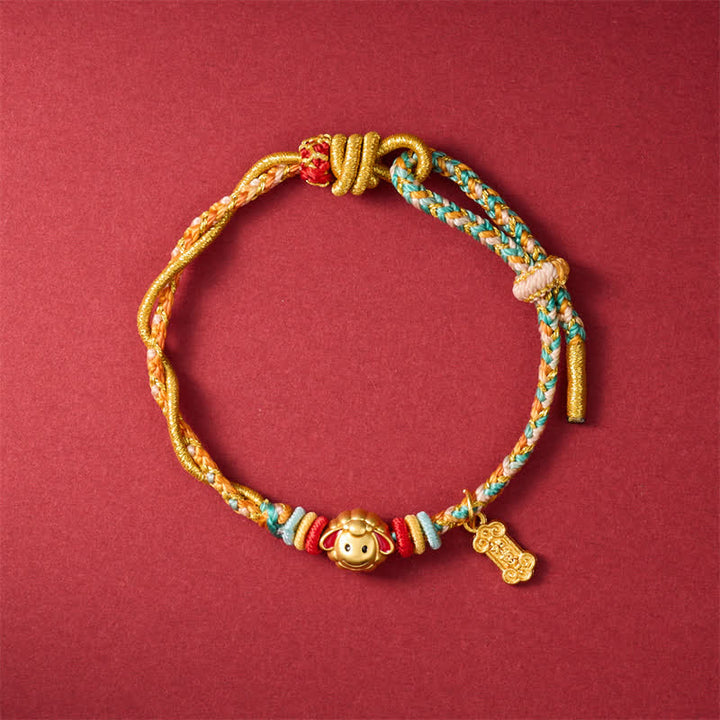 Buddha Stones Bracelet porte-bonheur tressé avec breloque mouton en cuivre coloré, année de la Chèvre - image 9