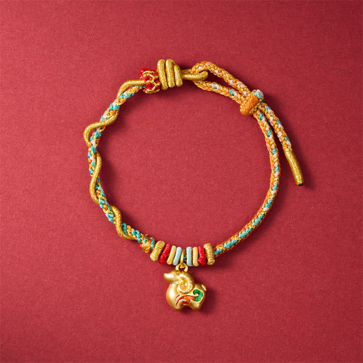 Buddha Stones Bracelet porte-bonheur tressé avec breloque mouton en cuivre coloré, année de la Chèvre - Mouton de bon augure - image 6