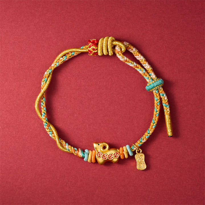 Buddha Stones Bracelet porte-bonheur tressé avec breloque mouton en cuivre coloré, année de la Chèvre - image 1