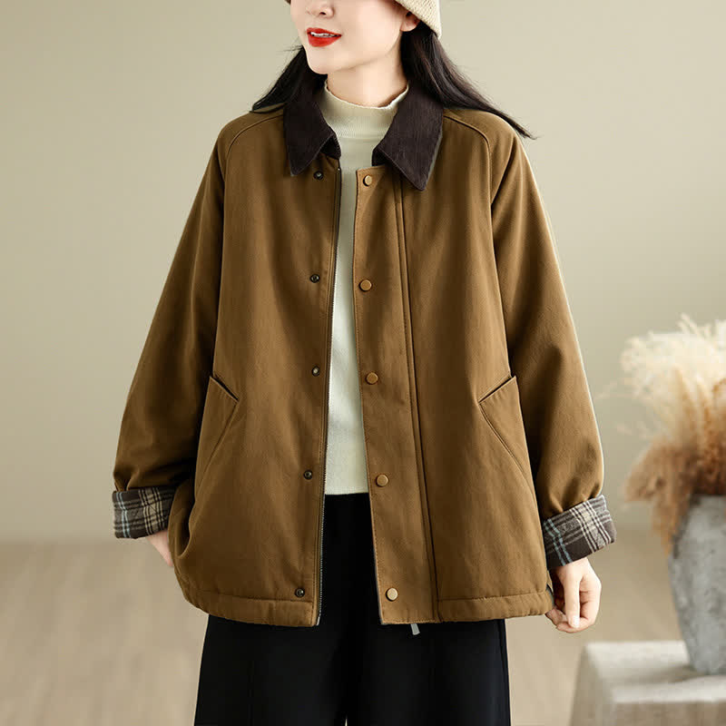 Buddha Stones Veste d'automne-hiver classique et décontractée pour femme, unie, avec poches - SaddleBrown - US8-10, UK/AU12-14, EU40-42 (XL) - image 0