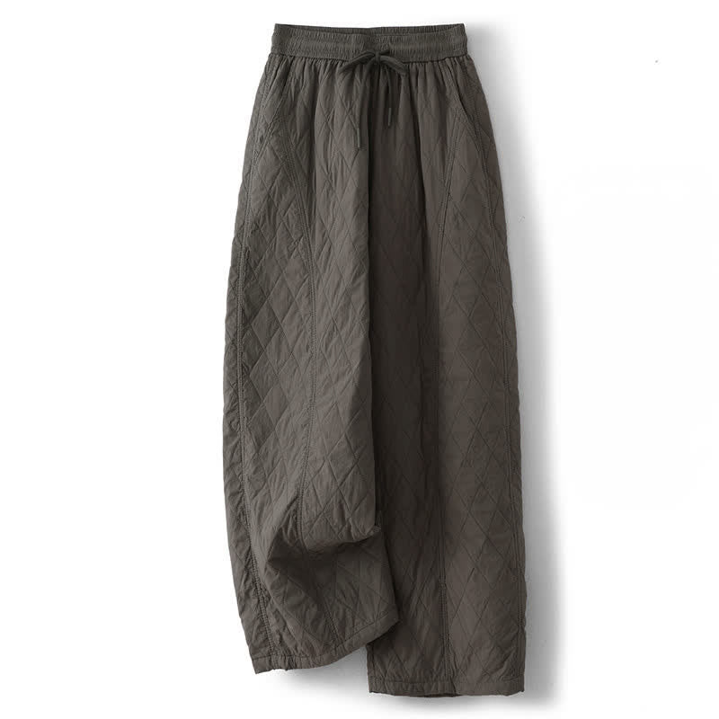 Buddha Stones Pantalon d'hiver minimaliste uni à cordon de serrage et cheville, coupe droite, avec poches - Gris terne - US8-10, UK/AU12-14, EU40-42 (2XL) - image 0