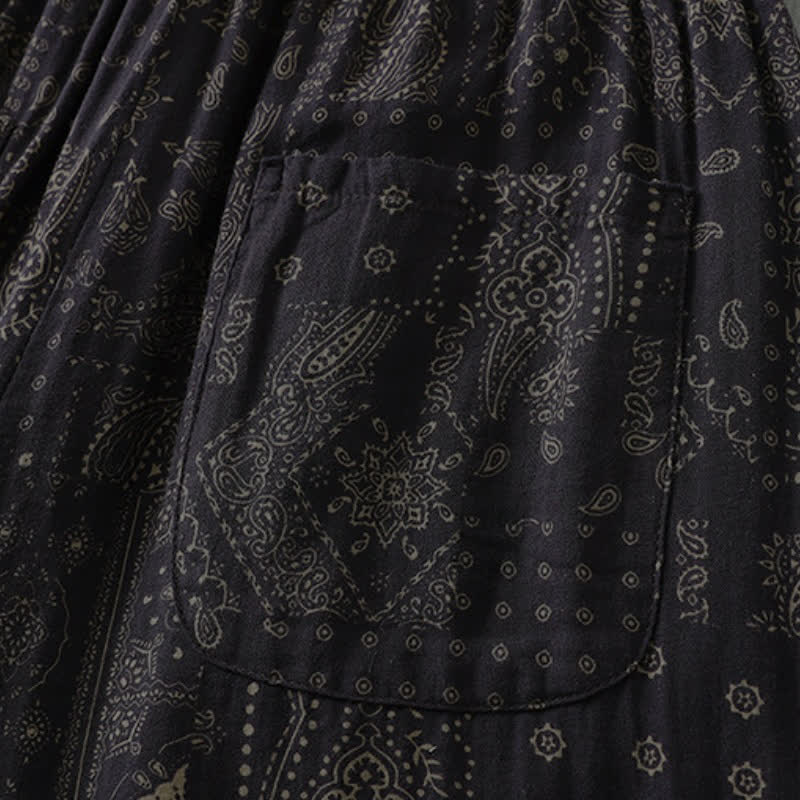 Buddha Stones Pantalon court fleuri bohème vintage printemps-été, style sarouel, avec poches - image 8