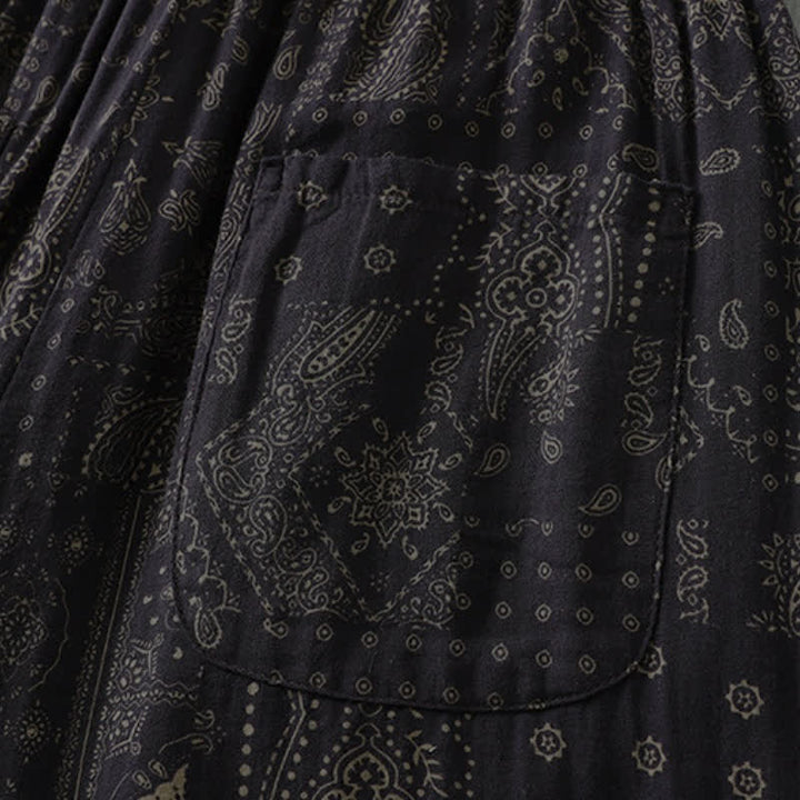 Buddha Stones Pantalon court fleuri bohème vintage printemps-été, style sarouel, avec poches - image 8