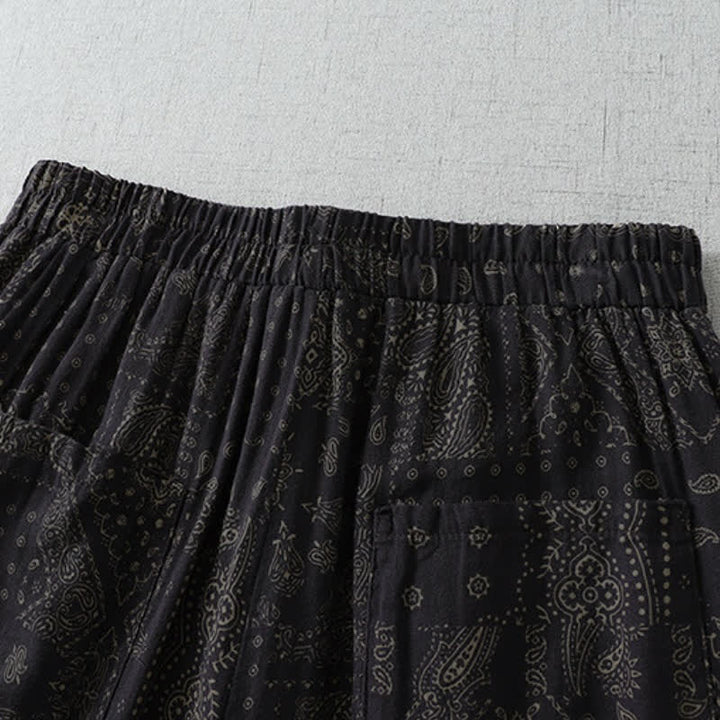 Buddha Stones Pantalon court fleuri bohème vintage printemps-été, style sarouel, avec poches - image 6