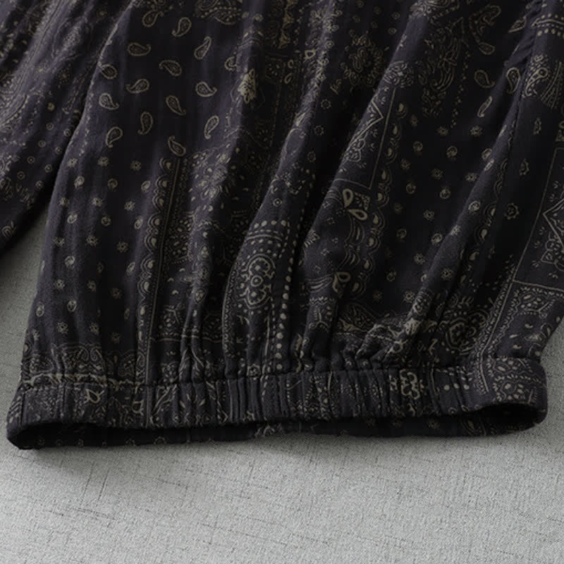 Buddha Stones Pantalon court fleuri bohème vintage printemps-été, style sarouel, avec poches - image 9