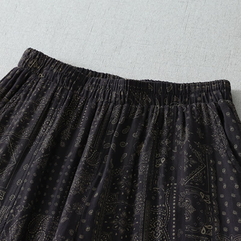 Buddha Stones Pantalon court fleuri bohème vintage printemps-été, style sarouel, avec poches - image 5