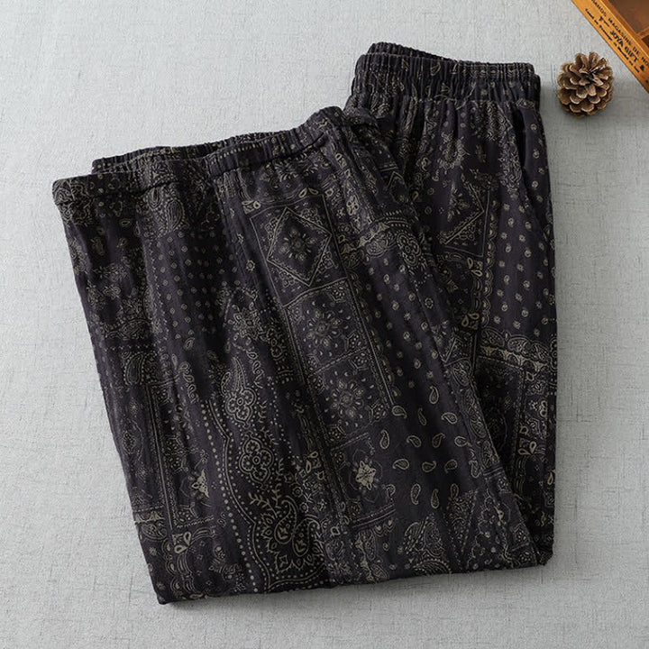 Buddha Stones Pantalon court fleuri bohème vintage printemps-été, style sarouel, avec poches - image 4