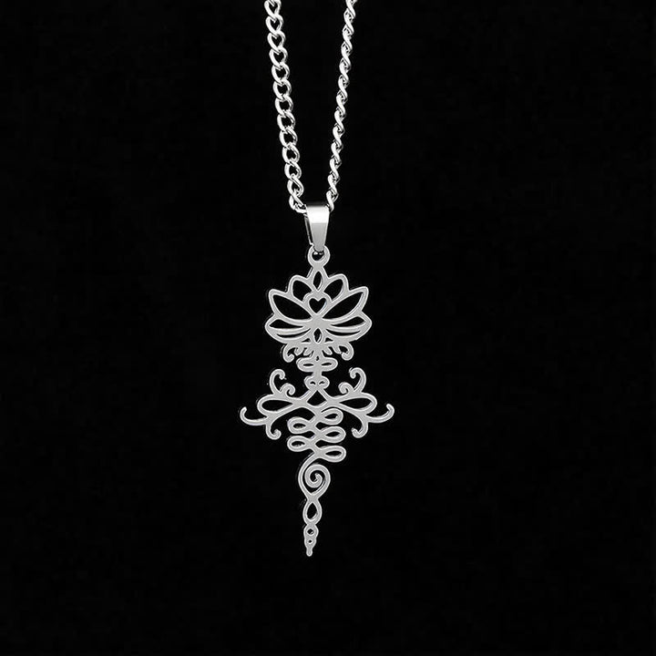 Buddha Stones Collier Lotus moderne en acier titane, symbole de durabilité et d'illumination - image 2