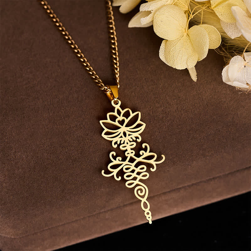 Buddha Stones Collier Lotus moderne en acier titane, symbole de durabilité et d'illumination - image 8