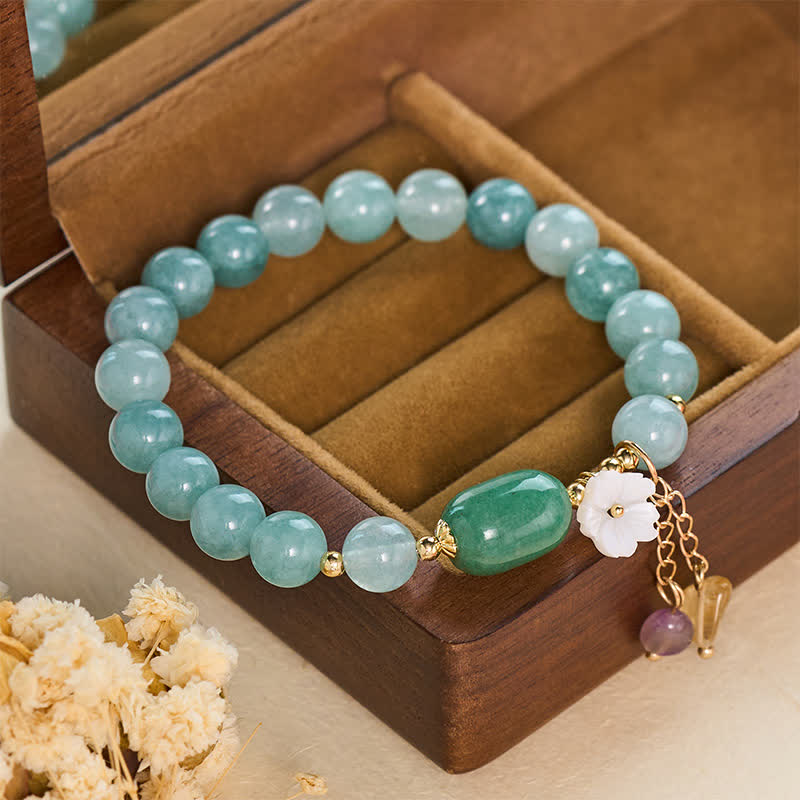 Buddha Stones Bracelet extensible de protection avec breloque Jade Blossom - image 1