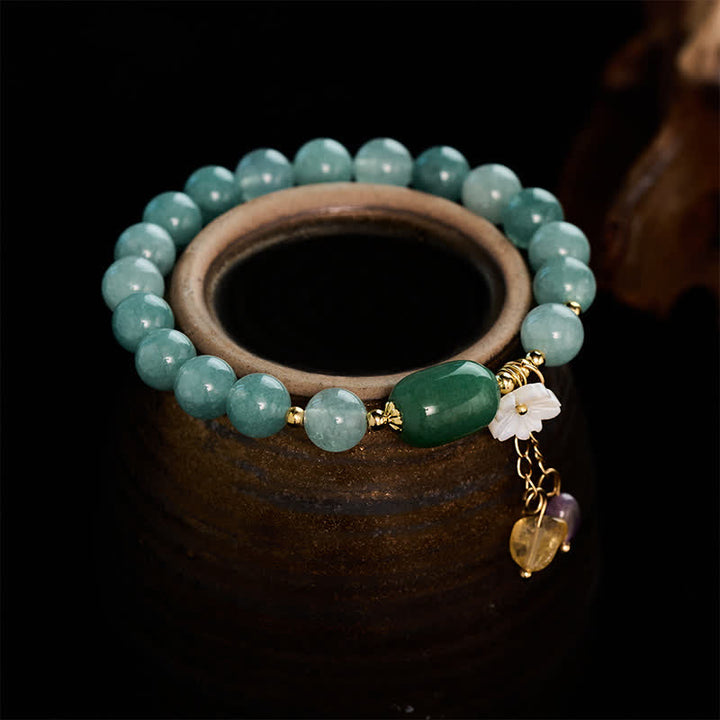 Buddha Stones Bracelet extensible de protection avec breloque Jade Blossom - image 2