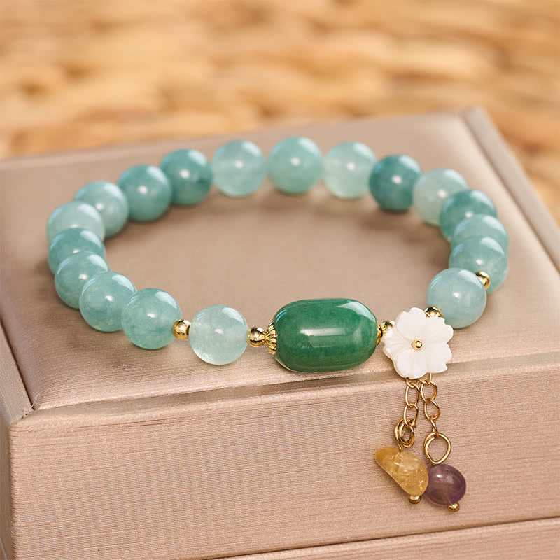 Buddha Stones Bracelet extensible de protection avec breloque Jade Blossom - image 4