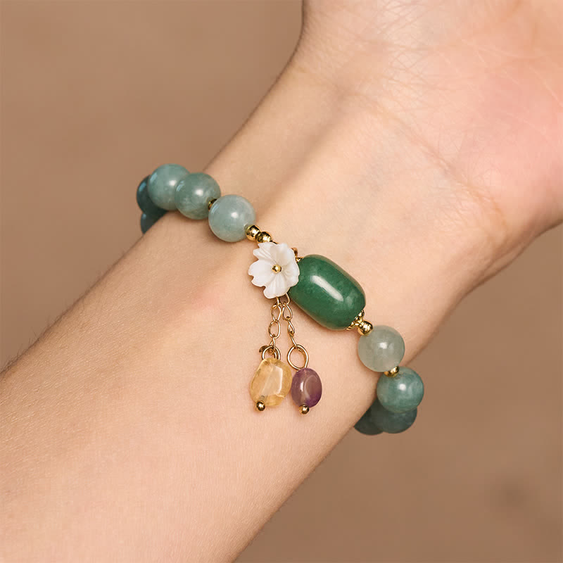 Buddha Stones Bracelet extensible de protection avec breloque Jade Blossom - image 8