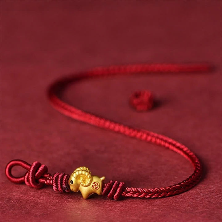 Buddha Stones Bracelet à breloque chèvre en cordelette rouge tressée - image 11