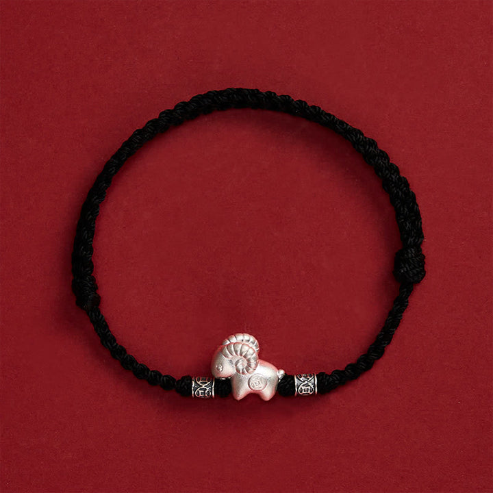 Buddha Stones Bracelet de force en argent sterling 999, année de la Chèvre, motif mouton - image 14
