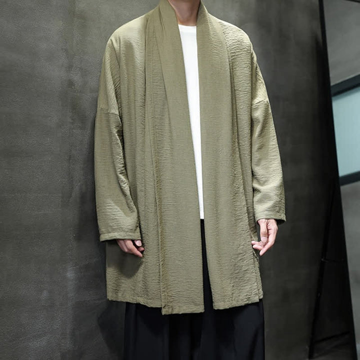 Buddha Stones Kimono minimaliste classique d'automne pour homme, uni, avec poche - image 5