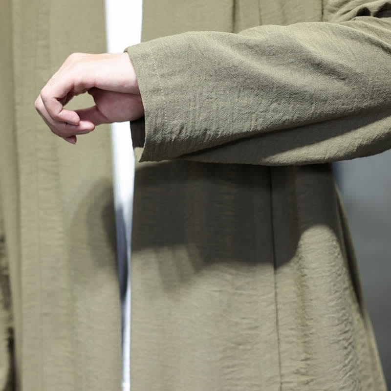 Buddha Stones Kimono minimaliste classique d'automne pour homme, uni, avec poche - image 13