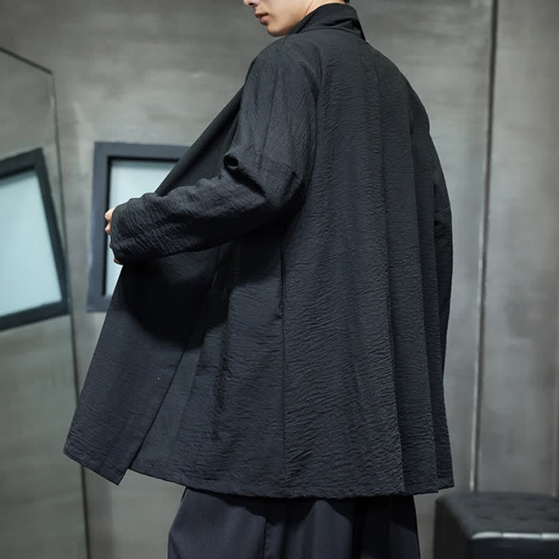 Buddha Stones Kimono minimaliste classique d'automne pour homme, uni, avec poche - image 24