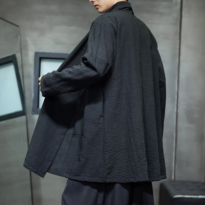 Buddha Stones Kimono minimaliste classique d'automne pour homme, uni, avec poche - image 24