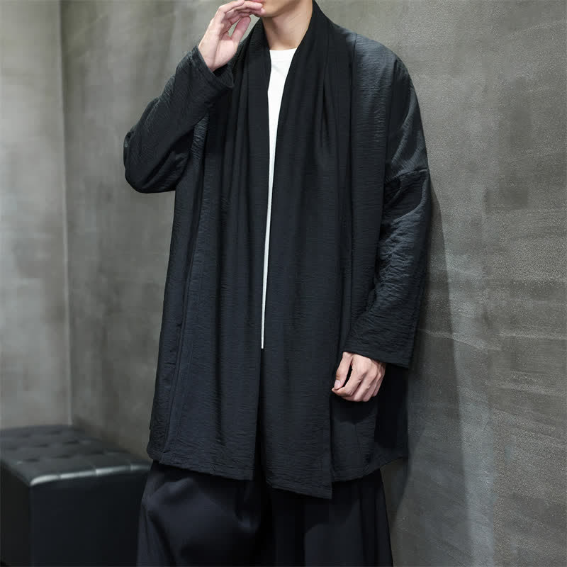 Buddha Stones Kimono minimaliste classique d'automne pour homme, uni, avec poche - image 22