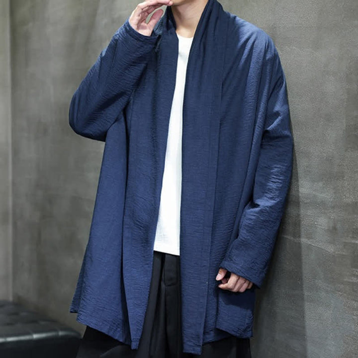 Buddha Stones Kimono minimaliste classique d'automne pour homme, uni, avec poche - image 17