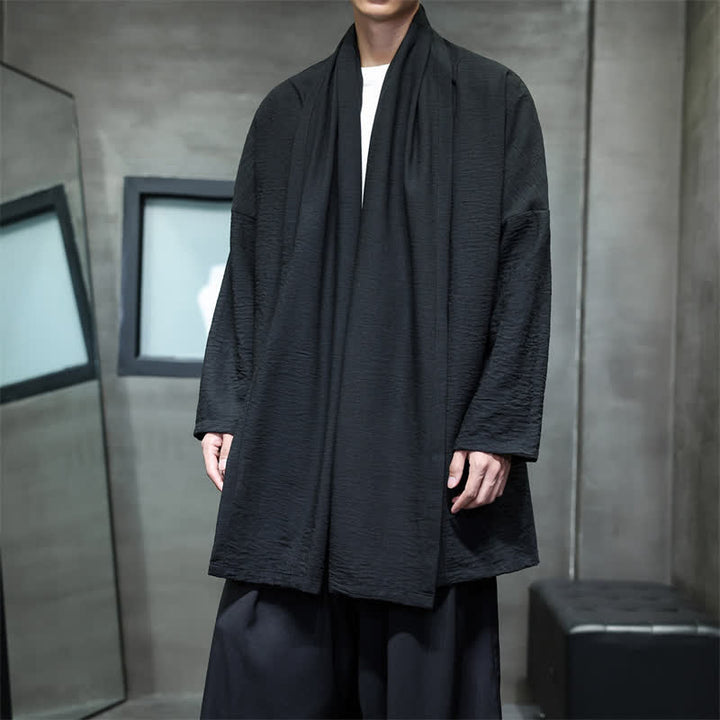 Buddha Stones Kimono minimaliste classique d'automne pour homme, uni, avec poche - image 26