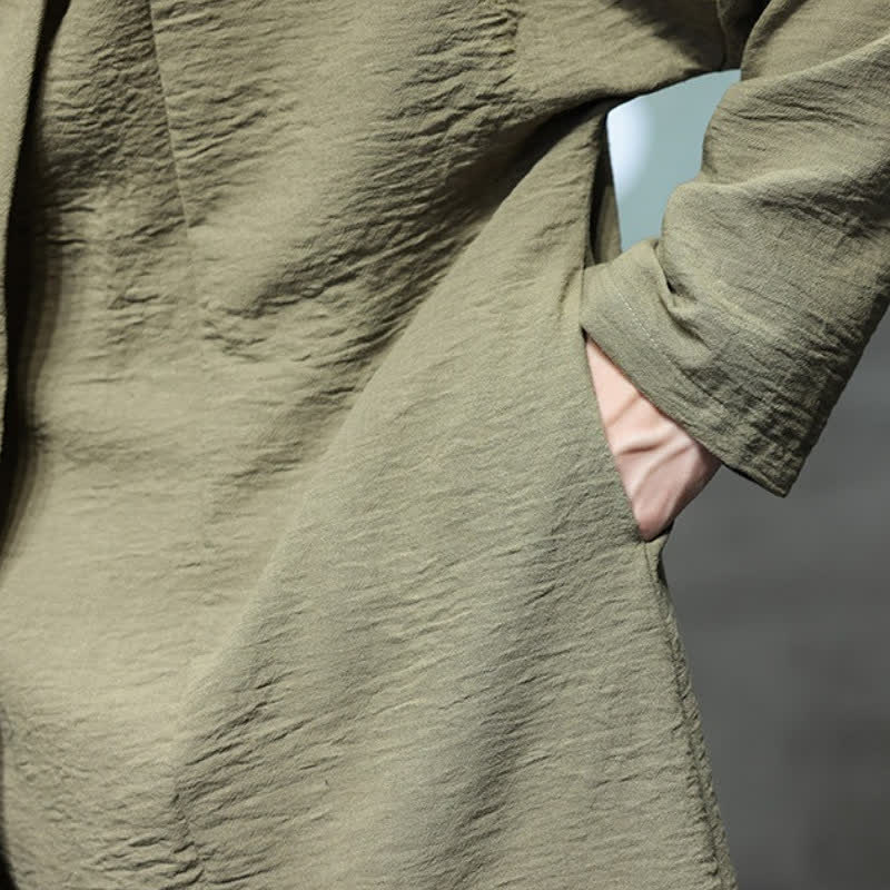 Buddha Stones Kimono minimaliste classique d'automne pour homme, uni, avec poche - image 12