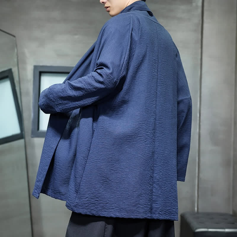 Buddha Stones Kimono minimaliste classique d'automne pour homme, uni, avec poche - image 18
