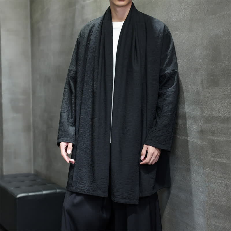Buddha Stones Kimono minimaliste classique d'automne pour homme, uni, avec poche - image 21