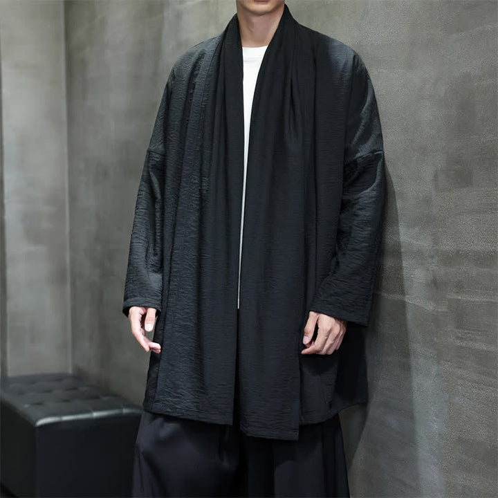 Buddha Stones Kimono minimaliste classique d'automne pour homme, uni, avec poche - image 21
