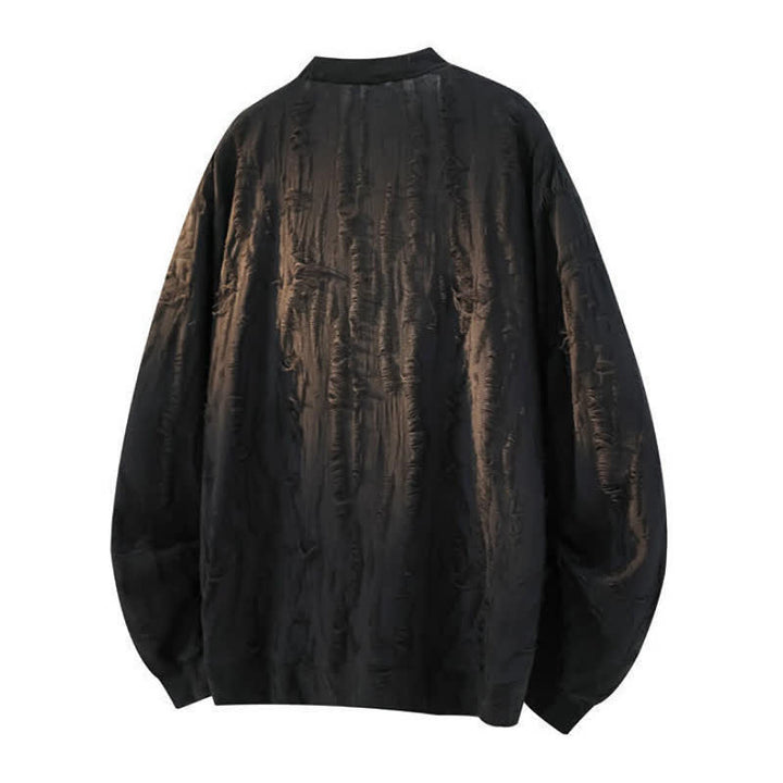 Buddha Stones T-shirts à manches longues pour hommes, style automne décontracté vintage, col en V ajouré - image 3