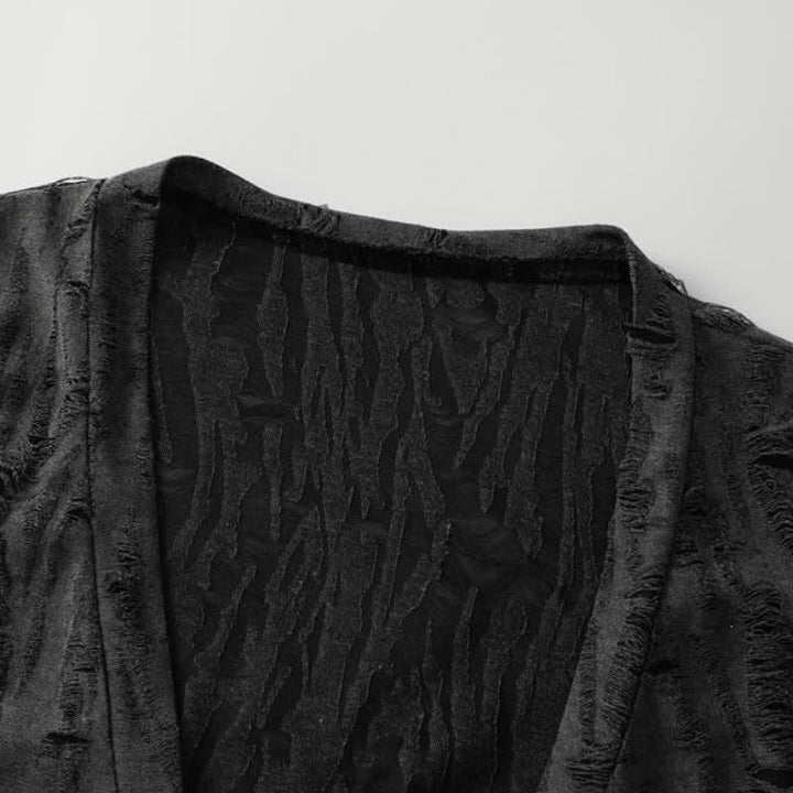 Buddha Stones T-shirts à manches longues pour hommes, style automne décontracté vintage, col en V ajouré - image 4