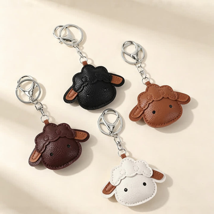 Buddha Stones Porte-clés de protection en cuir avec breloque agneau - image 11