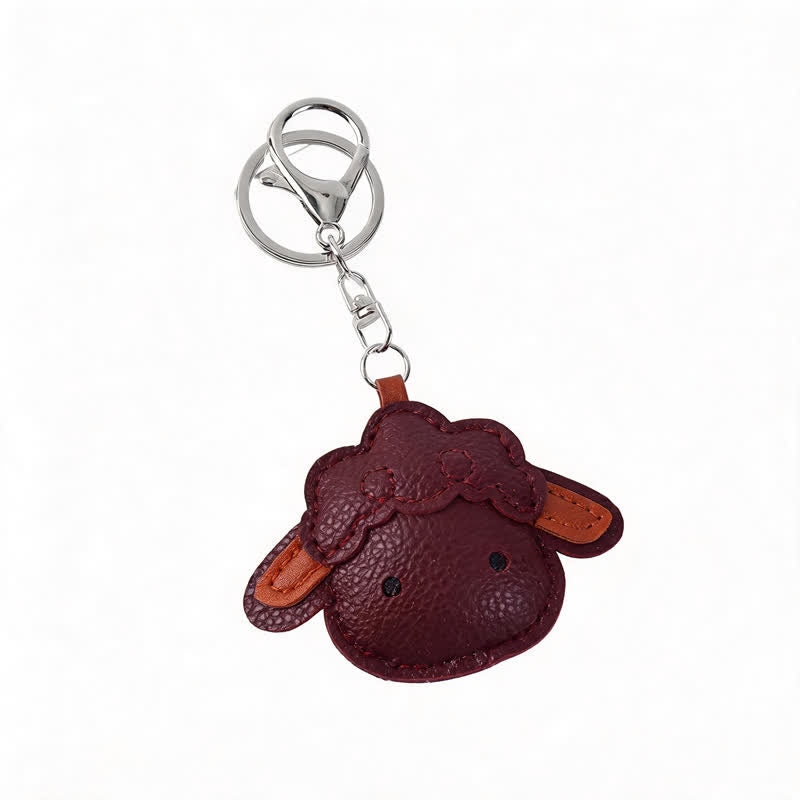 Buddha Stones Porte-clés de protection en cuir avec breloque agneau - image 9