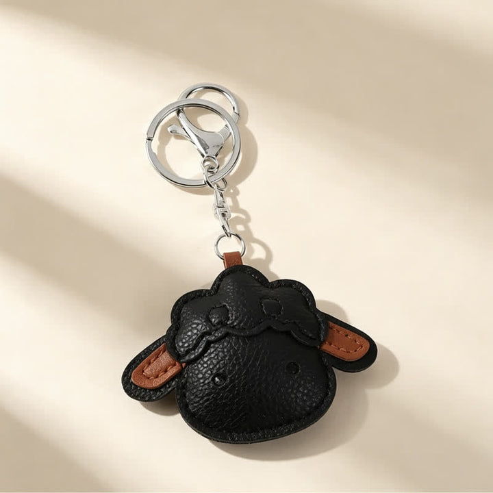 Buddha Stones Porte-clés de protection en cuir avec breloque agneau - Noir - image 2