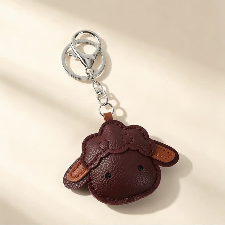 Buddha Stones Porte-clés de protection en cuir avec breloque agneau - Rouge foncé - image 8