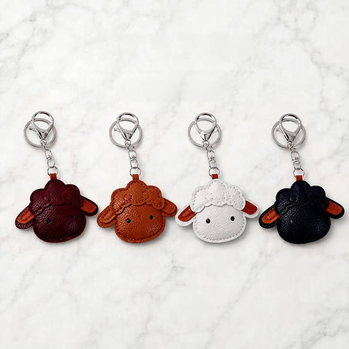 Buddha Stones Porte-clés de protection en cuir avec breloque agneau - image 13