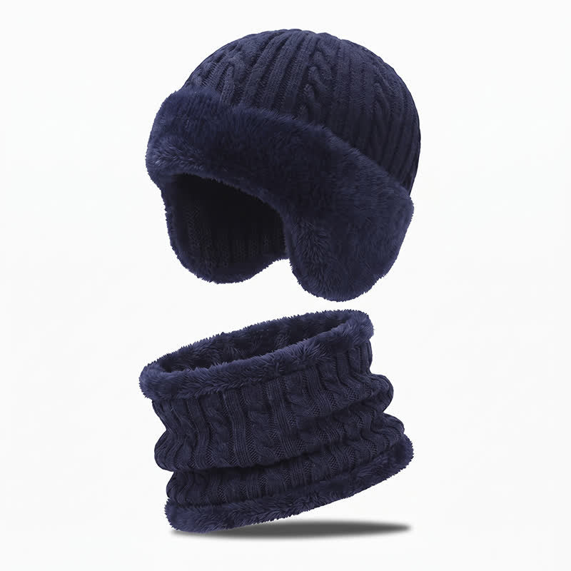 Buddha Stones Cagoule d'hiver pour homme avec bordure en peluche côtelée - Bleu nuit - image 0