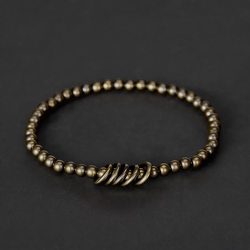 Buddha Stones Bracelet de guérison en laiton avec petites perles de 4 mm - Tour de poignet : 7,9–8,2 po (20–21 cm) - image 0