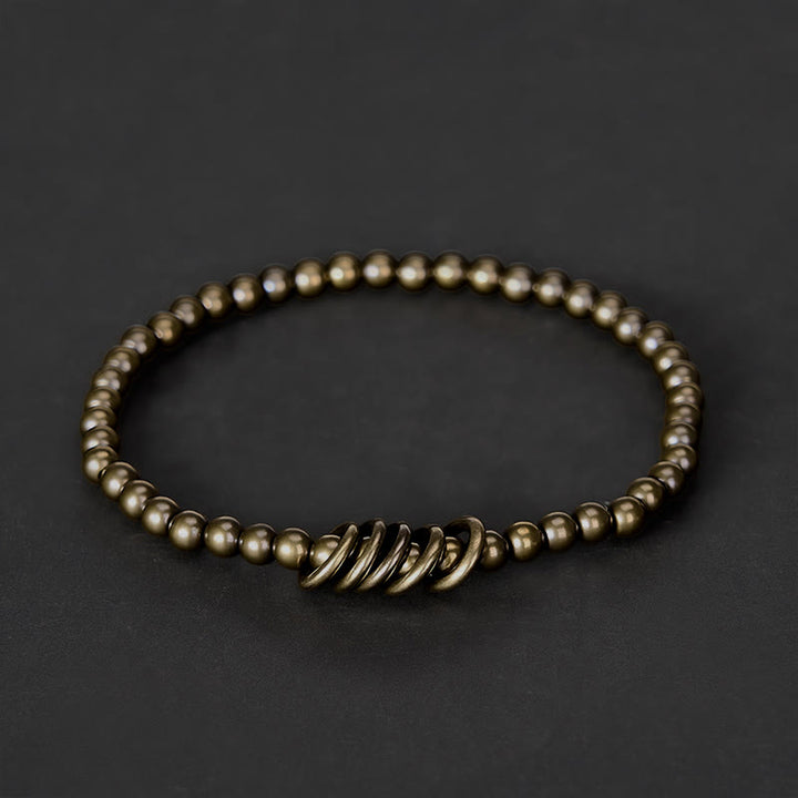 Buddha Stones Bracelet de guérison en laiton avec petites perles de 4 mm - Tour de poignet : 7,9–8,2 po (20–21 cm) - image 0